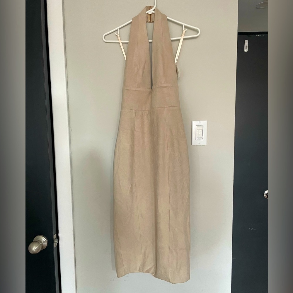 Misha Collection Halter Backless Midi Fitted Dress NWT